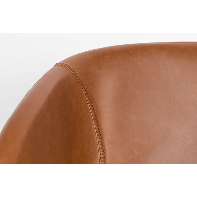 Feston Brown Faux Leather Lounge Chair with Steel Frame