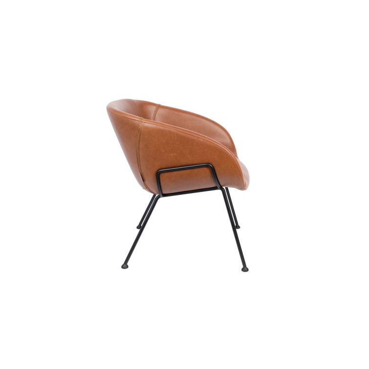 Feston Brown Faux Leather Lounge Chair with Steel Frame