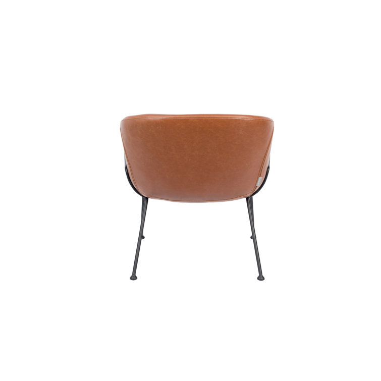 Feston Brown Faux Leather Lounge Chair with Steel Frame