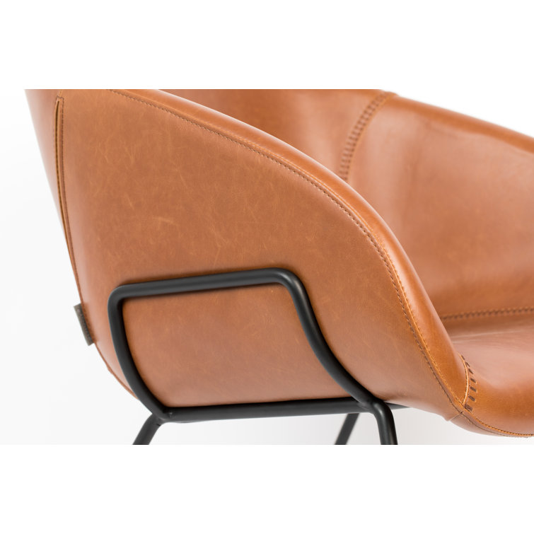 Feston Brown Faux Leather Lounge Chair with Steel Frame