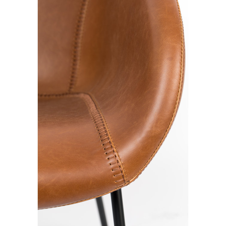 Feston Brown Faux Leather Lounge Chair with Steel Frame