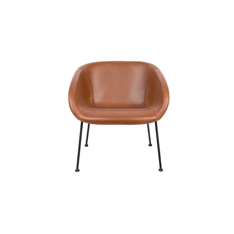 Feston Brown Faux Leather Lounge Chair with Steel Frame