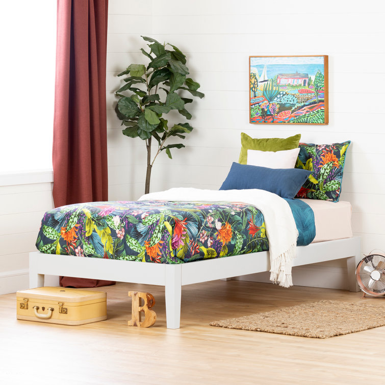 Black Full Solid Wood Platform Bed with Slats