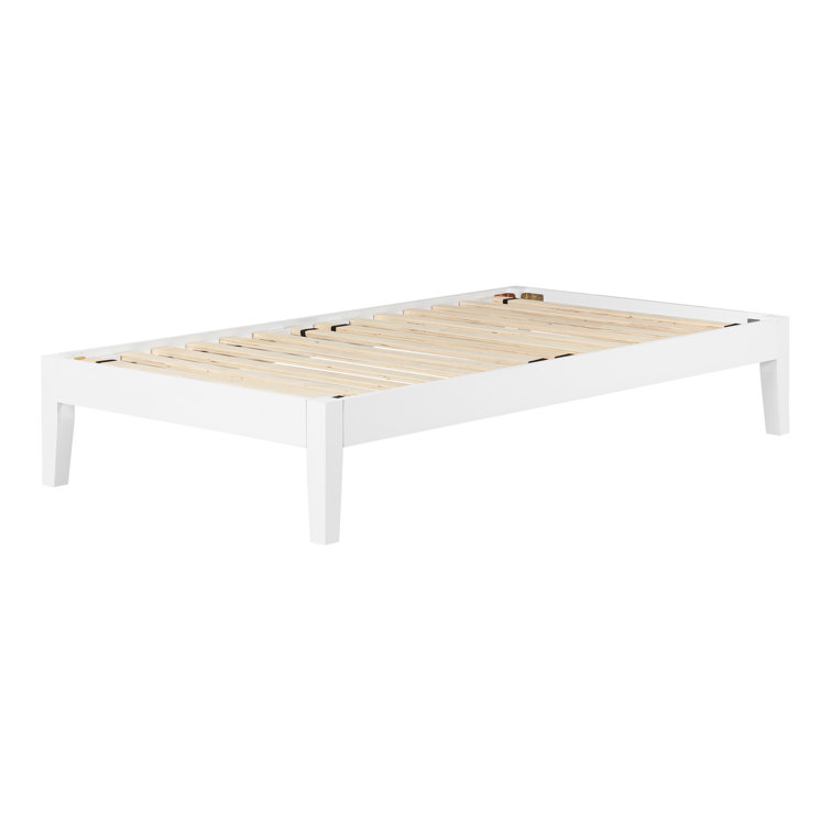 Black Full Solid Wood Platform Bed with Slats