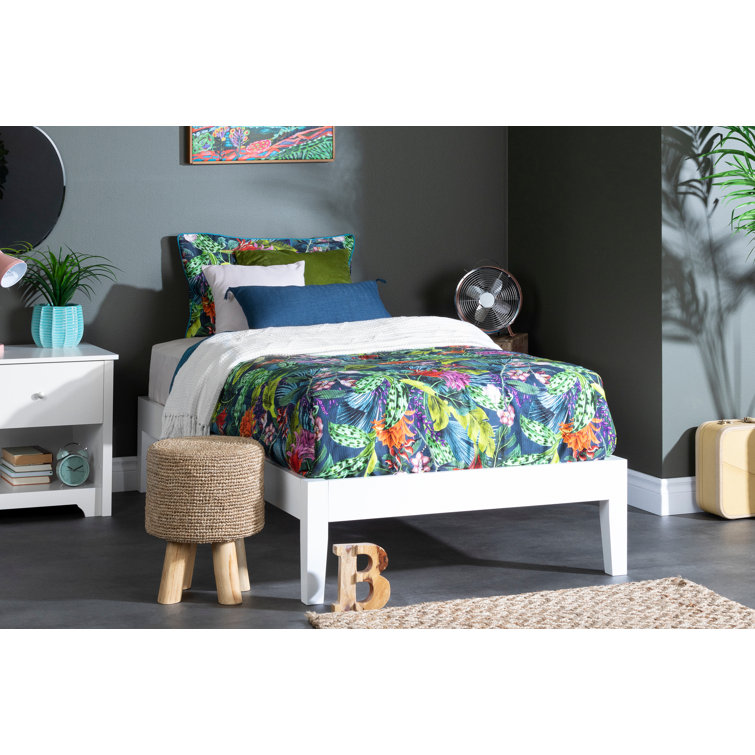 Black Full Solid Wood Platform Bed with Slats