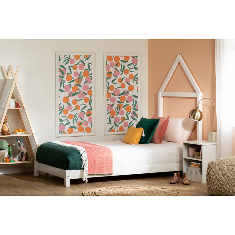Enchanted Pure White House Frame Twin Bed with Wooden Slats