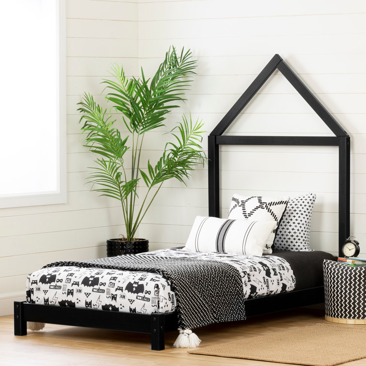 Whimsical Sweedi Twin House Frame Bed in Matte Black