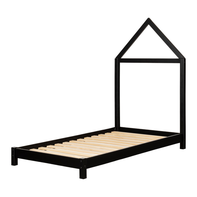 Whimsical Sweedi Twin House Frame Bed in Matte Black