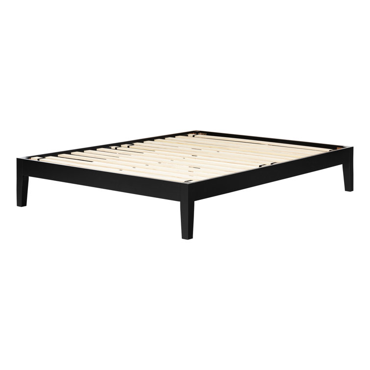 Minimalist Black Queen Platform Bed with Sturdy Wood Frame