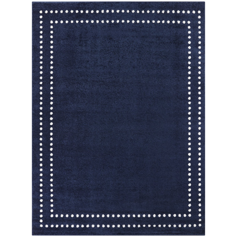 Navy Blue 5' x 7' Stain-Resistant Synthetic Area Rug