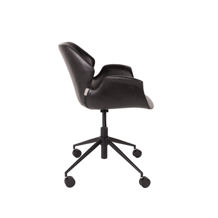 Black Faux Leather Adjustable Task Chair with Steel Frame