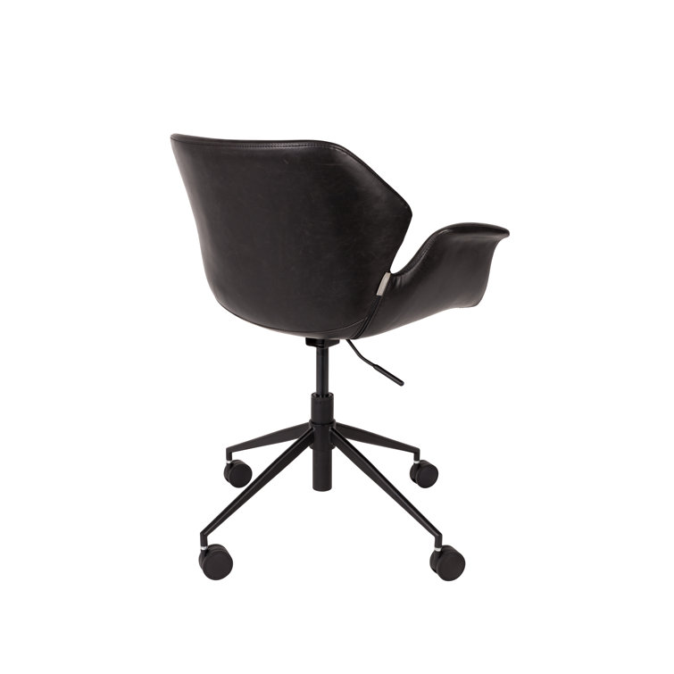 Black Faux Leather Adjustable Task Chair with Steel Frame
