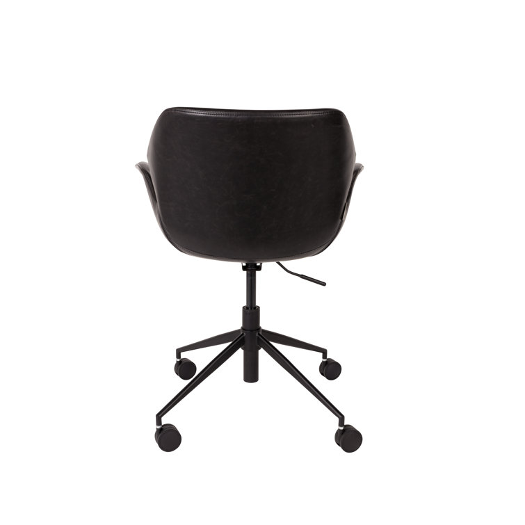 Black Faux Leather Adjustable Task Chair with Steel Frame