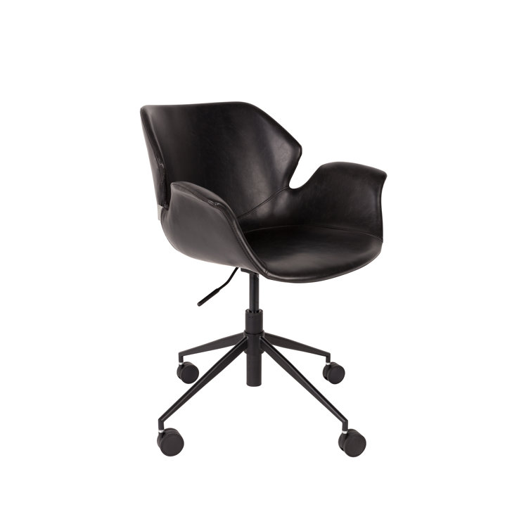 Black Faux Leather Adjustable Task Chair with Steel Frame