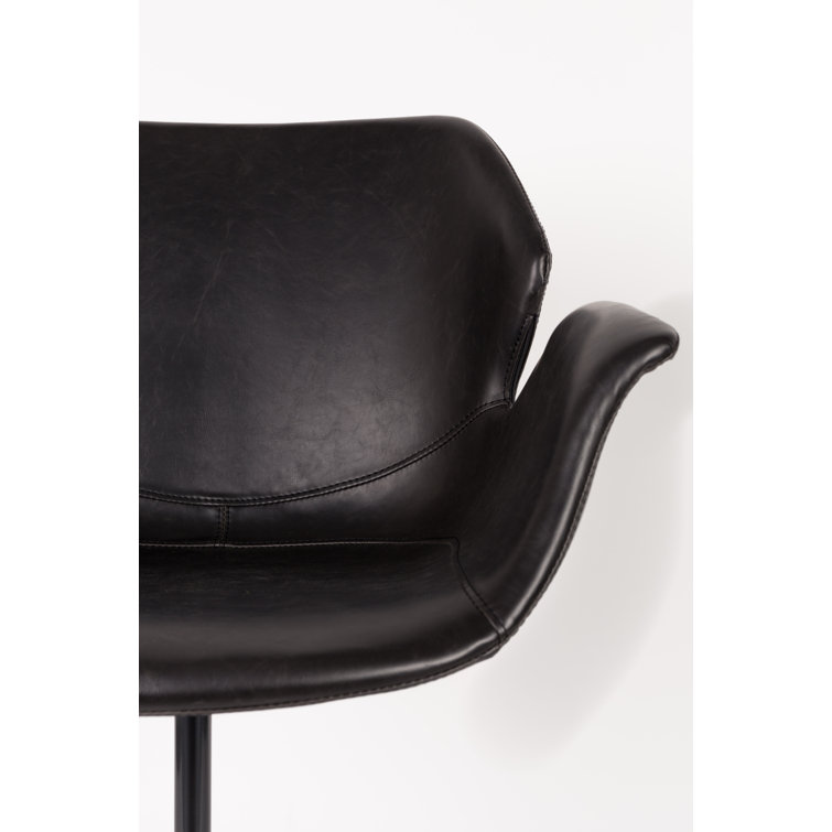 Black Faux Leather Adjustable Task Chair with Steel Frame