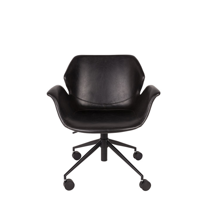 Black Faux Leather Adjustable Task Chair with Steel Frame
