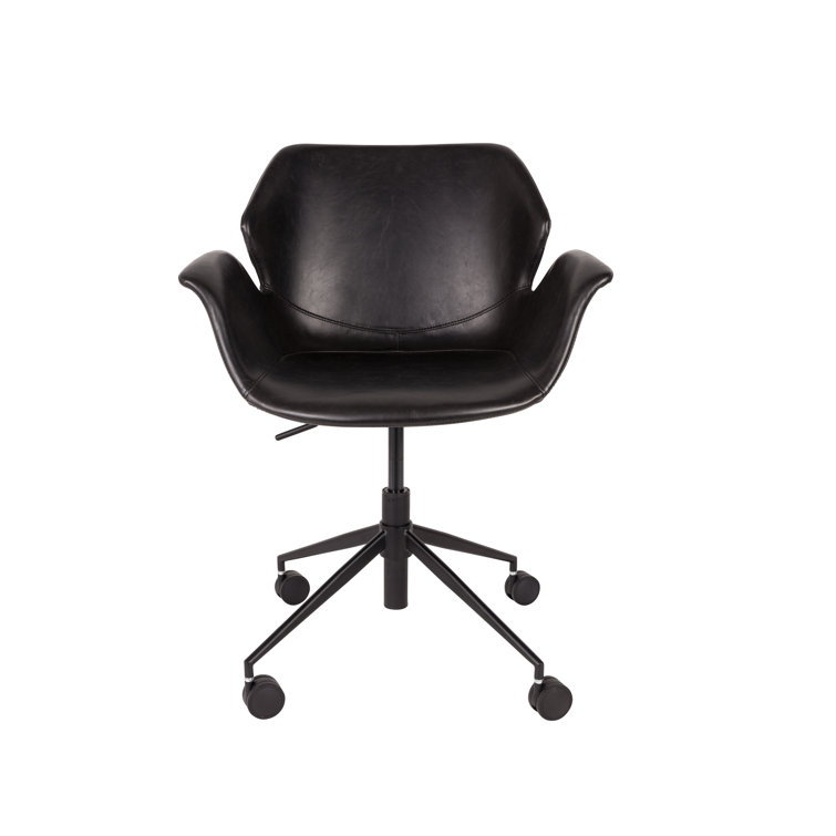 Black Faux Leather Adjustable Task Chair with Steel Frame