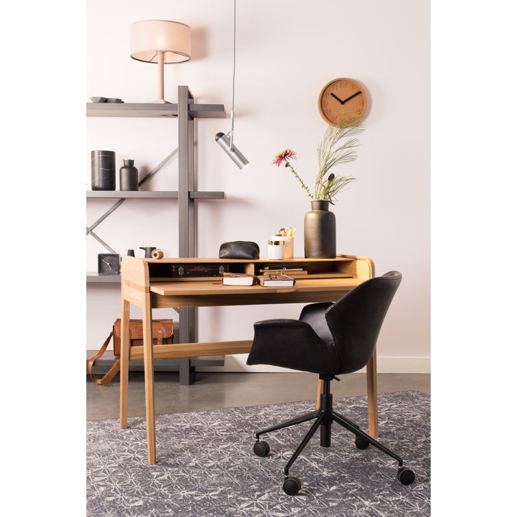Black Faux Leather Adjustable Task Chair with Steel Frame