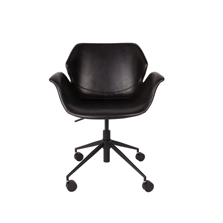 Black Faux Leather Adjustable Task Chair with Steel Frame