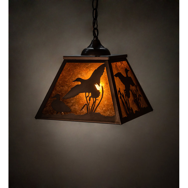Amber Mica and Copper Wildlife Pendant Light