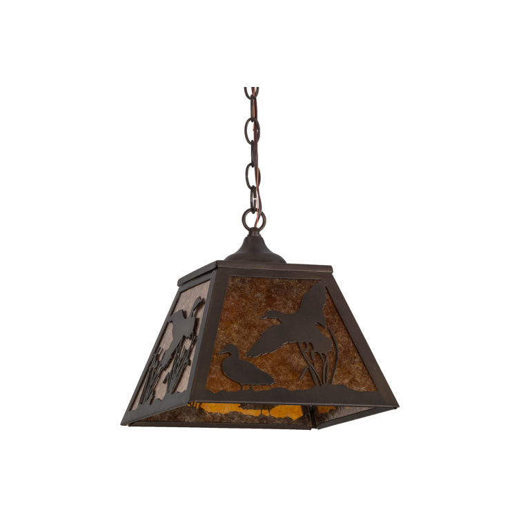 Amber Mica and Copper Wildlife Pendant Light