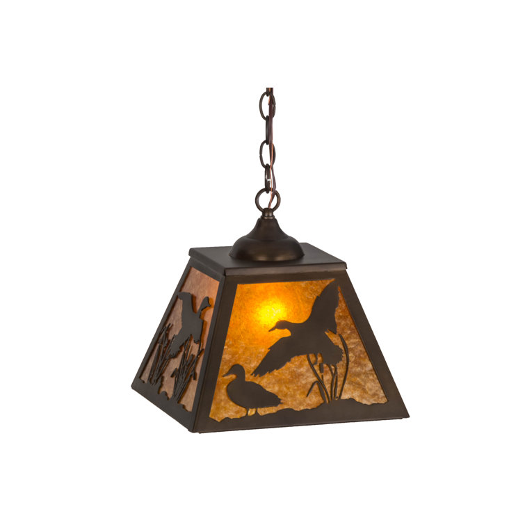 Amber Mica and Copper Wildlife Pendant Light