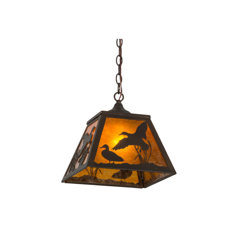 Amber Mica and Copper Wildlife Pendant Light