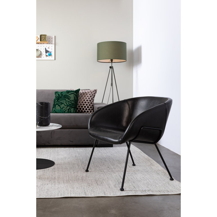 Feston Brown Faux Leather Lounge Chair with Steel Frame