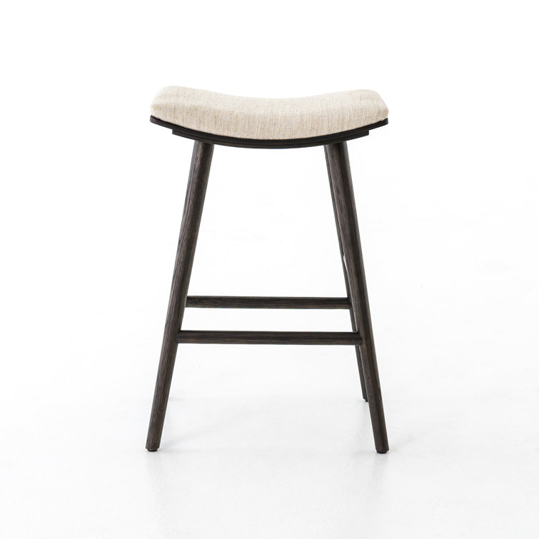 Essence Natural Cream Wood Saddle Style Backless Counter Stool