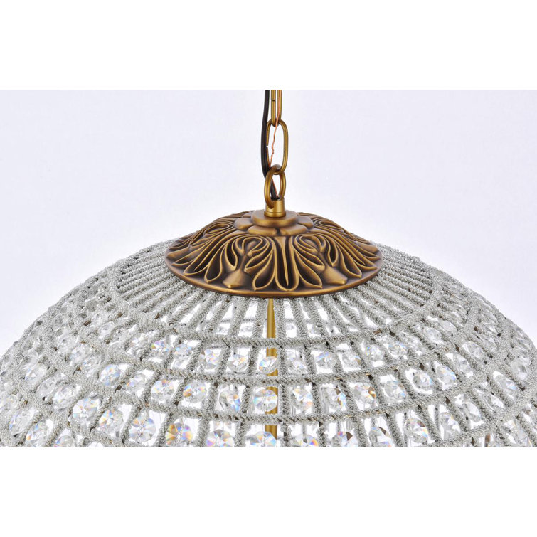 French Gold Crystal Globe Chandelier with Adjustable Chain