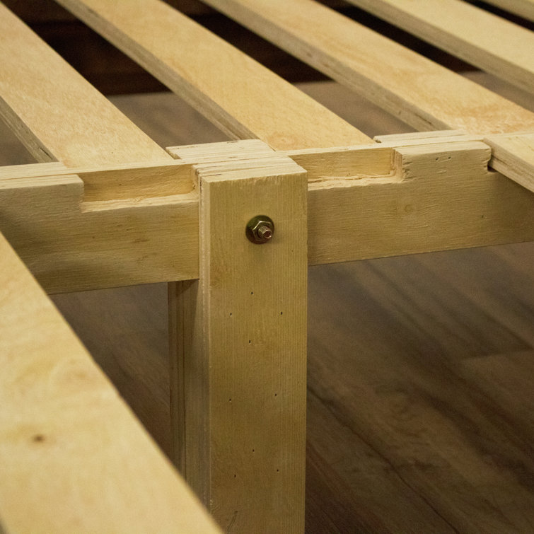 Natural Pine Queen Platform Bed Frame with Slats