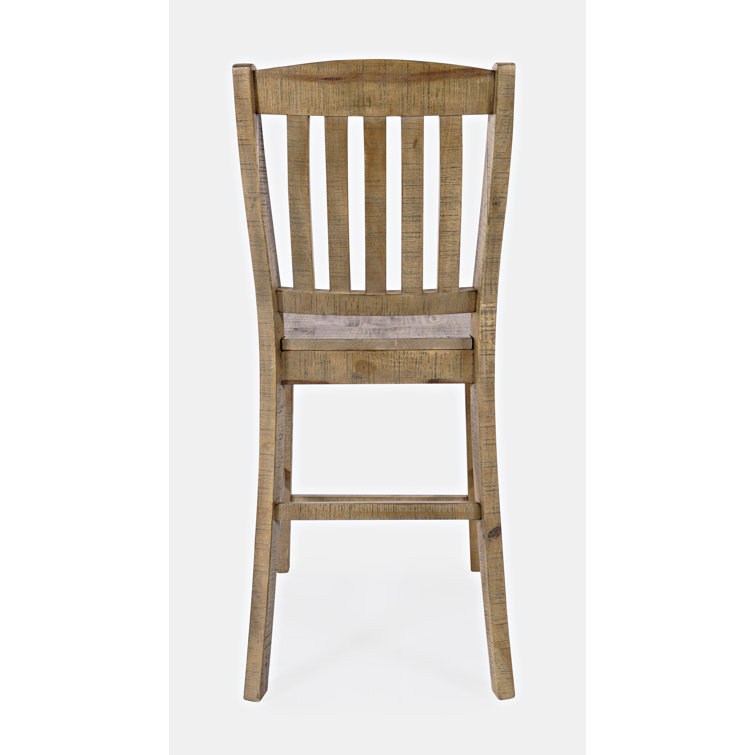 Carlyle Rustic Brown Pine Slatback Counter Stools, Set of 2