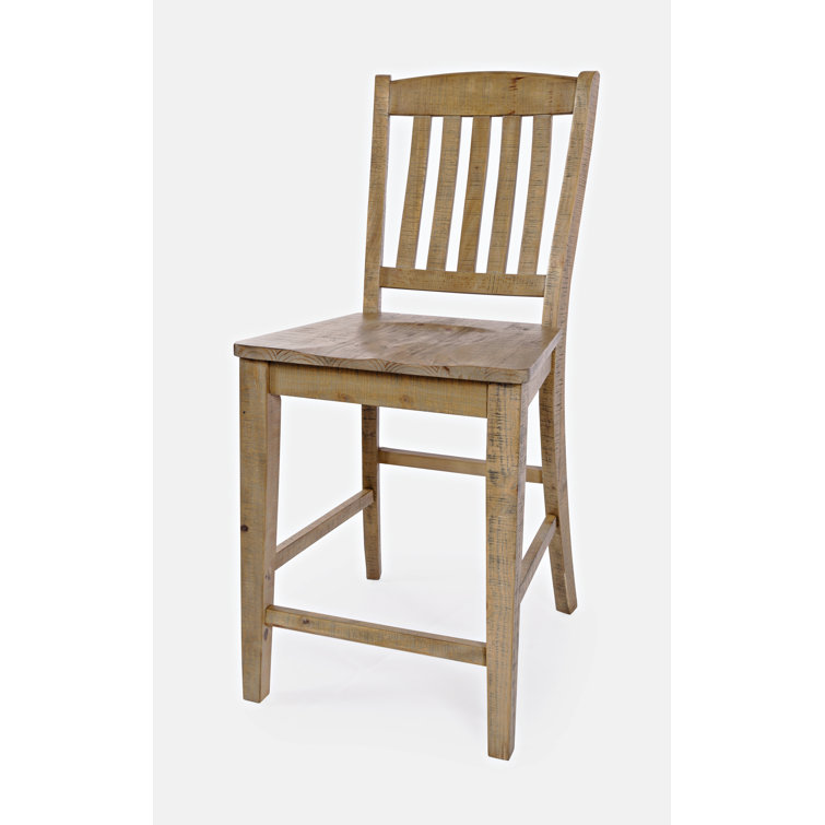 Carlyle Rustic Brown Pine Slatback Counter Stools, Set of 2