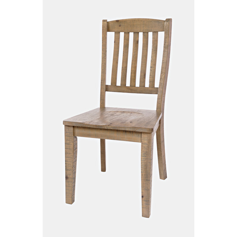 Rustic Brown Solid Pine Slat Back Side Chair