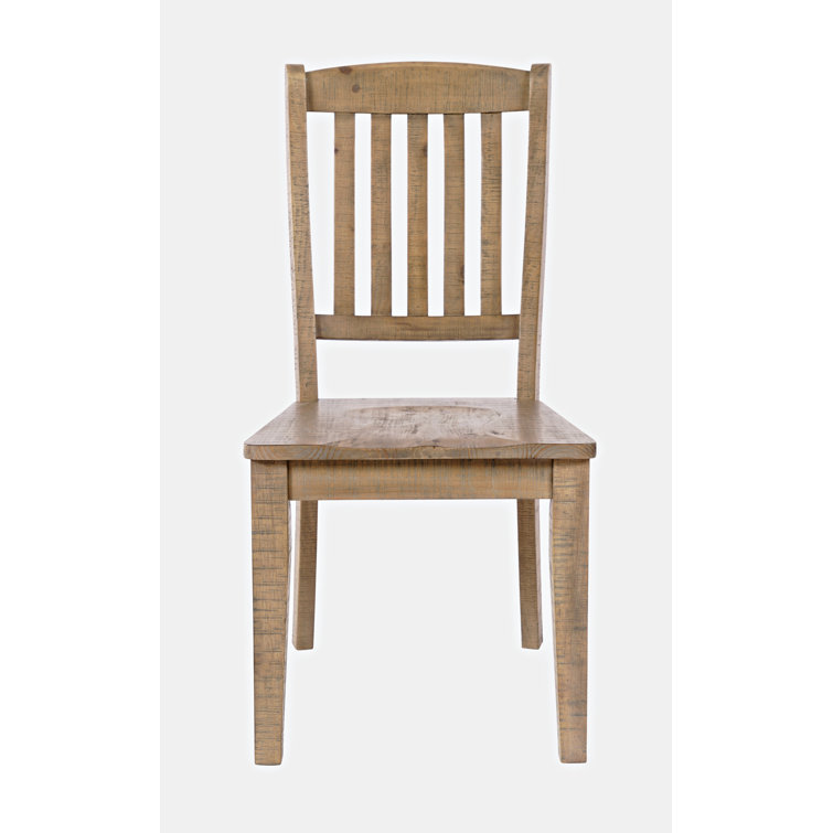 Rustic Brown Solid Pine Slat Back Side Chair