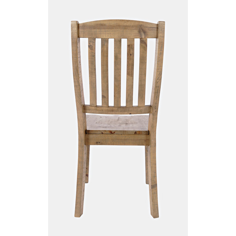 Rustic Brown Solid Pine Slat Back Side Chair