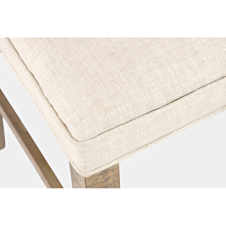Carlyle Crossing Cream Upholstered Counter Stool in Distressed Pine