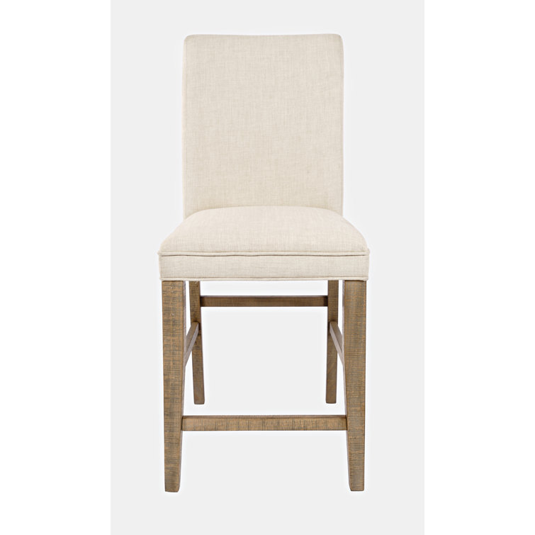 Carlyle Crossing Cream Upholstered Counter Stool in Distressed Pine