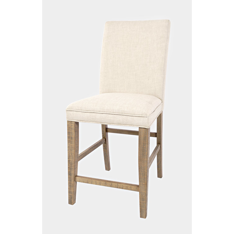 Carlyle Crossing Cream Upholstered Counter Stool in Distressed Pine
