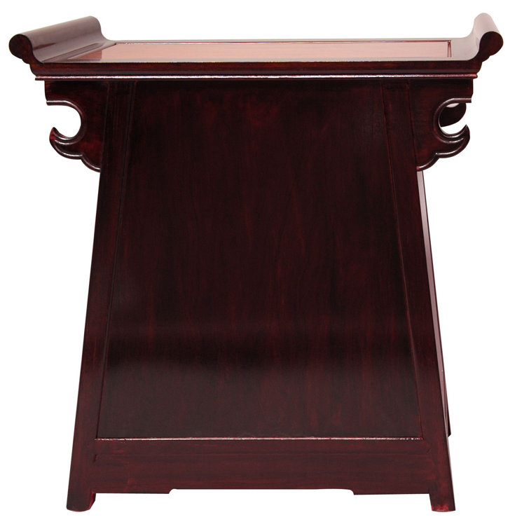 Elegant Two-Tone Rosewood Altar Cabinet with Carved Long Life Symbols