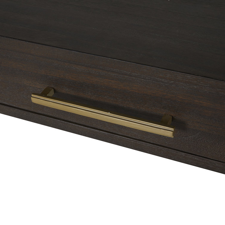 Salvador Transitional 60'' Brown and Gold Home Office Desk with Drawer