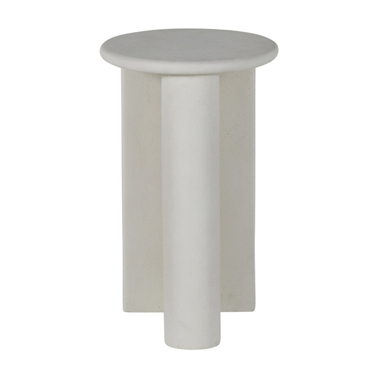 Elliptical White Cast Stone Oval Side Table