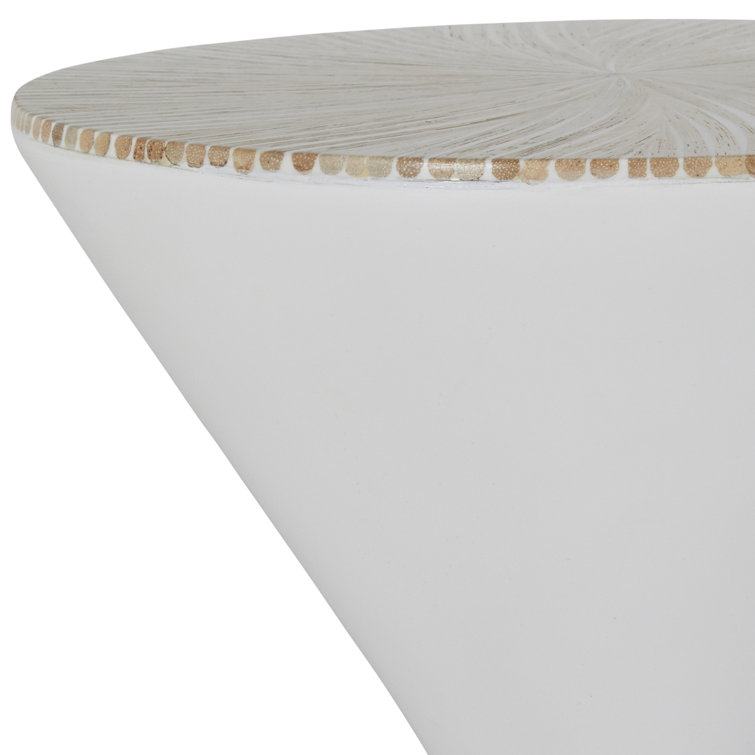 Essie Round White Rattan Transitional Drinking Table