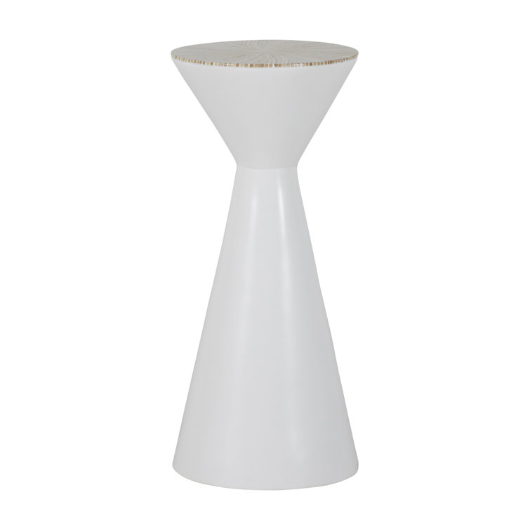 Essie Round White Rattan Transitional Drinking Table
