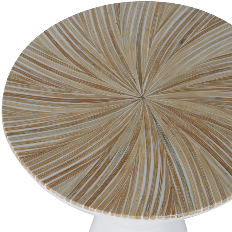 Essie Round White Rattan Transitional Drinking Table