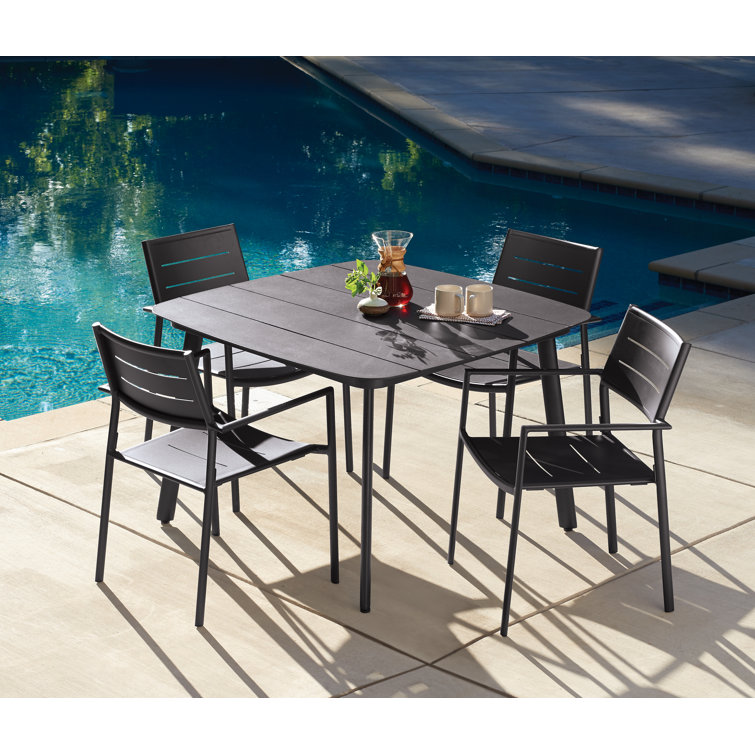 Eiland Sophisticated Aluminum Outdoor Dining Armchair