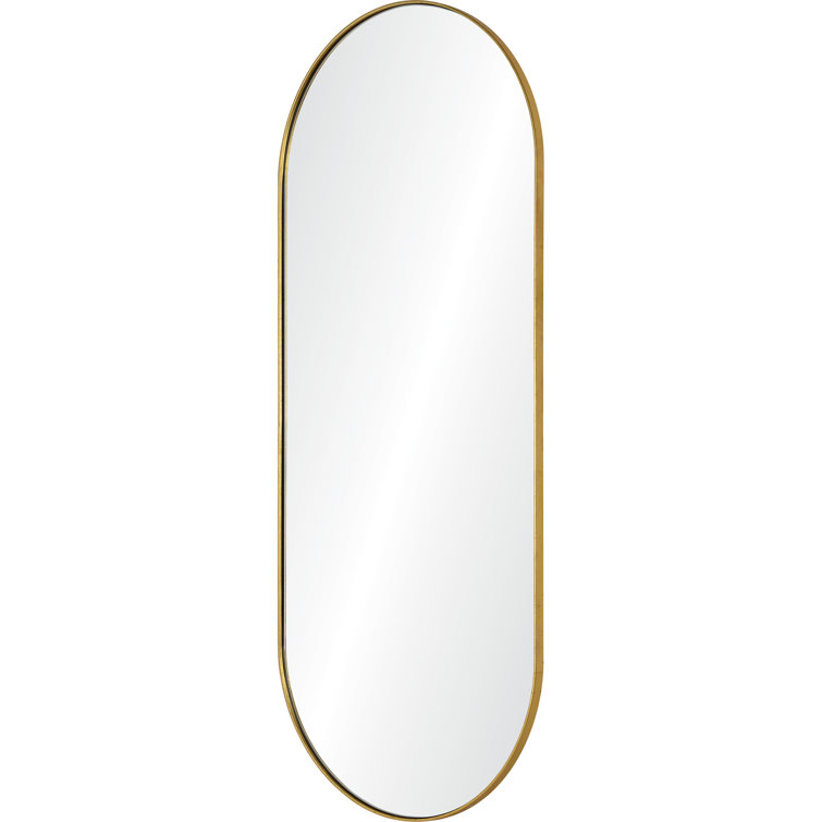 Gold Oval Full-Length Wood Framed Wall Mirror