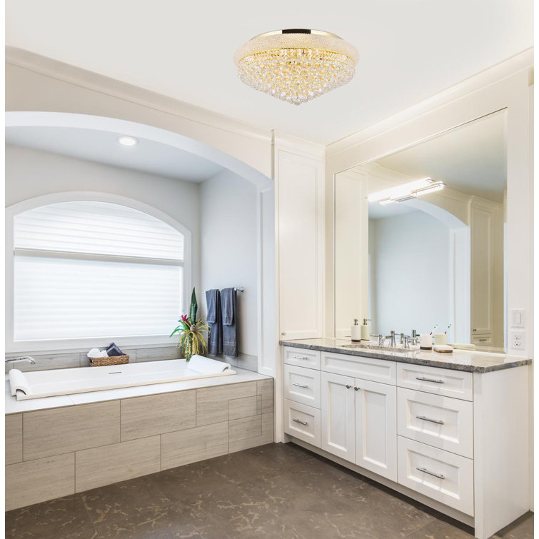 Elegant Primo Gold 15-Light Flush Mount with Royal Cut Crystal