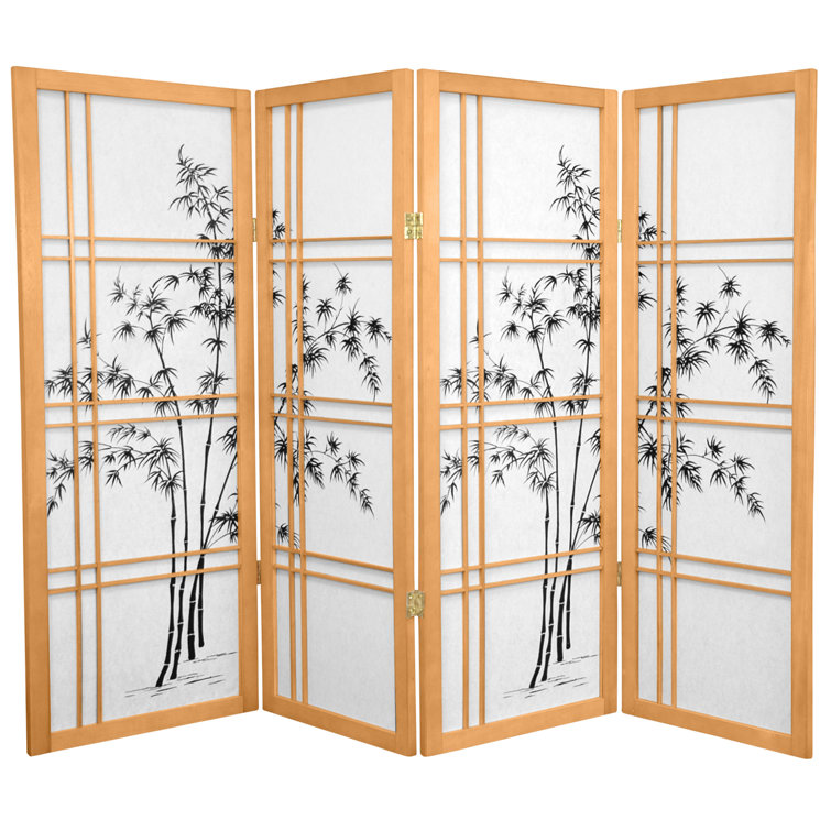 Natural 4-Panel Bamboo Tree Shoji Room Divider