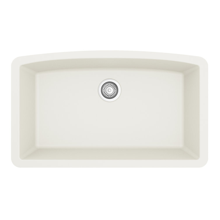 White Quartz Composite Undermount Single Bowl Kitchen Sink